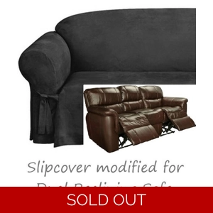 Reclining SOFA Slipcover Black Suede 3-Seater Dual Recliner Couch